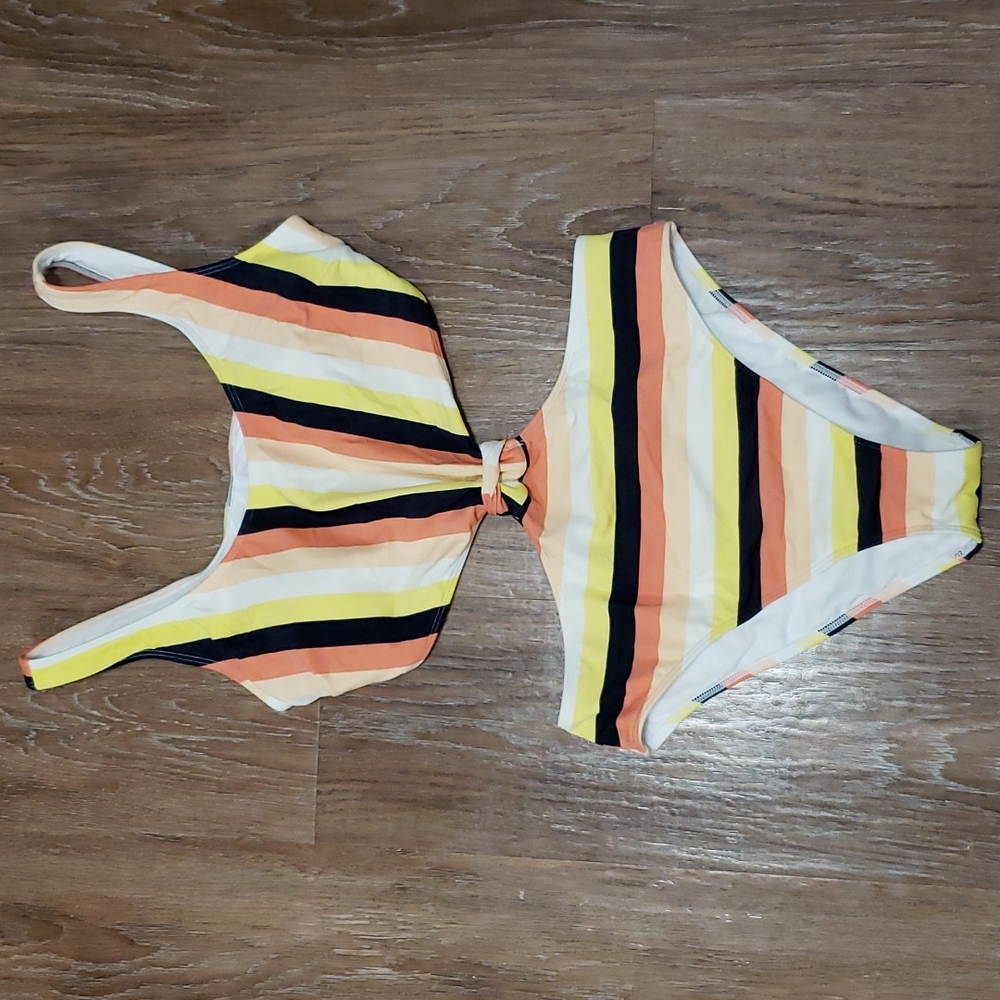 (M) Abercrombie & Fitch Striped One Piece Cutout Swimsuit Beach Vacation Padded